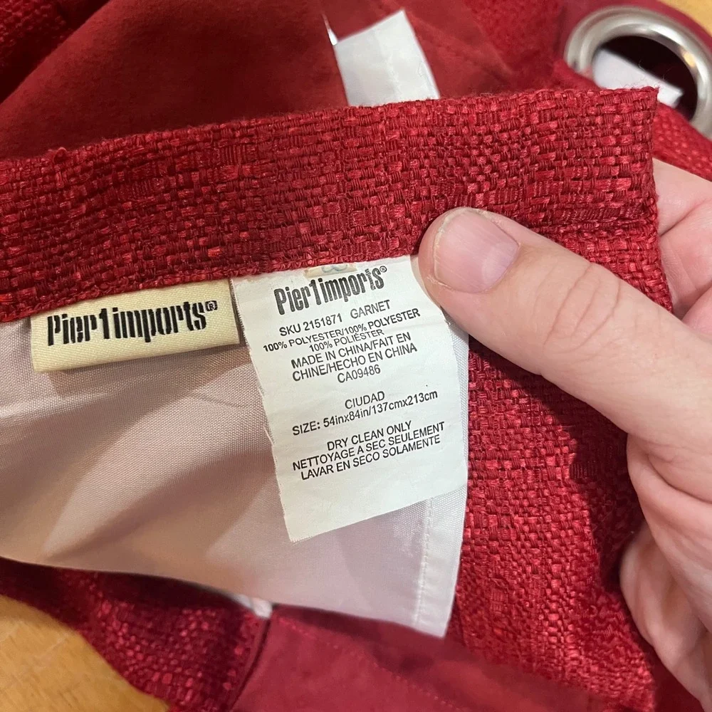 Pier 1 Imports Ciudad Garnet Red Grommet Curtain Panels‎ 54x84 Set of 2 Vtg